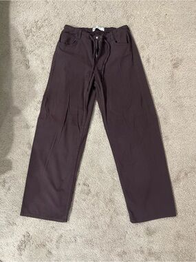 Bershka Men's Dark Brownish Plum Drawstring Joggers